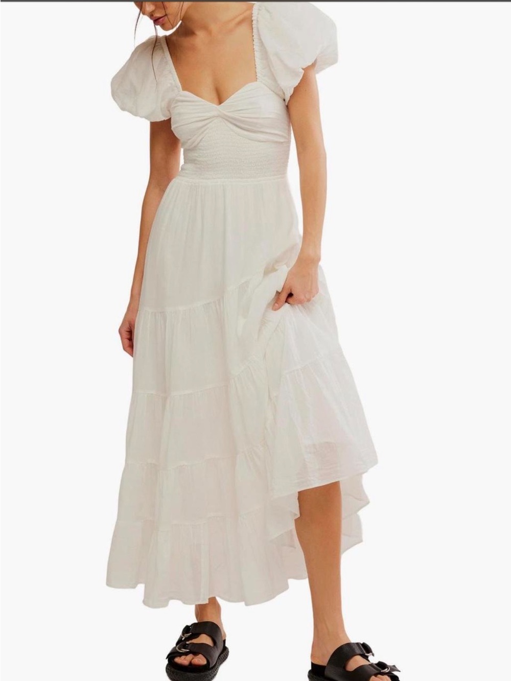Free People Sun-drenched Maxi Dress in Whisper White